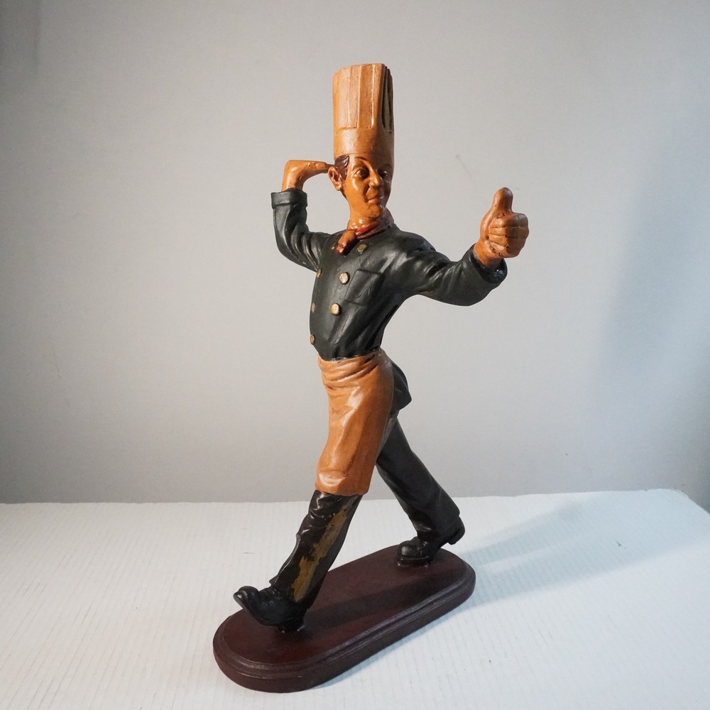 VTG Winking Chef Statue Figurine Decor Kitchen Restaurant Thumbs Up NO TRAY